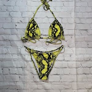 Neon snake print bikini